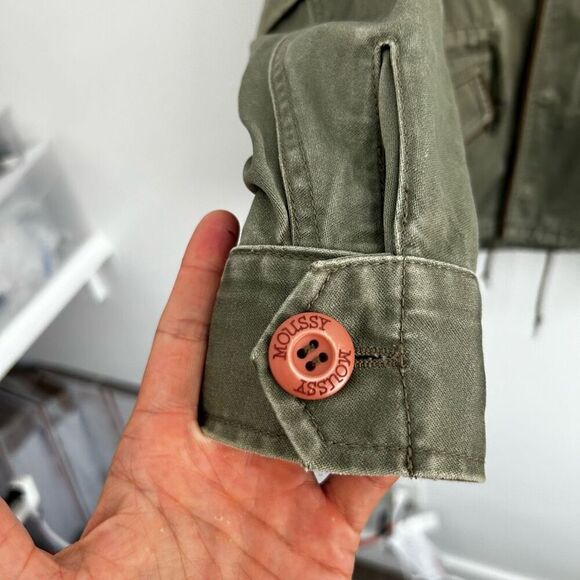 Moussy Olive Green Military Utility Full Zip Jacket Size 1 XS Combat Grunge - Picture 6 of 9
